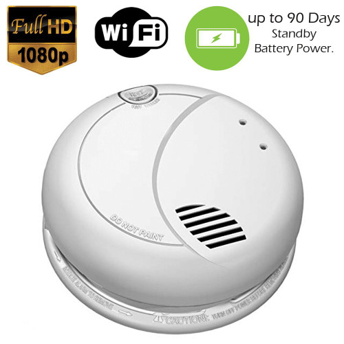 1080P Long Battery Life WiFi Smoke Detector Fire Alarm Nanny Camera