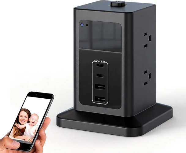 4K UHD Charger Hub Security Camera 160° Angle - Night Vision