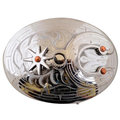 METAL BUCKLE WITH HORSESHOE AND SPUR WD004