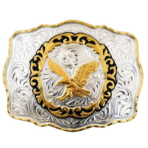 RECTANGULAR METAL BUCKLE WITH EAGLE WD037