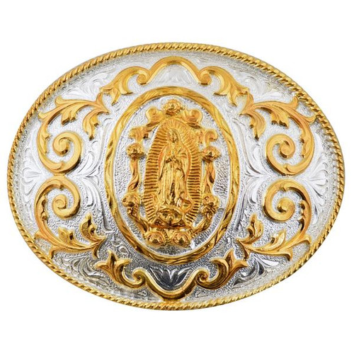 OVAL METAL BUCKLE WITH VIRGIN MARY WD021