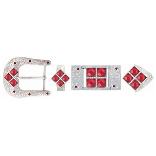 IRONWORK SILVER 4 STONES RED BK3312