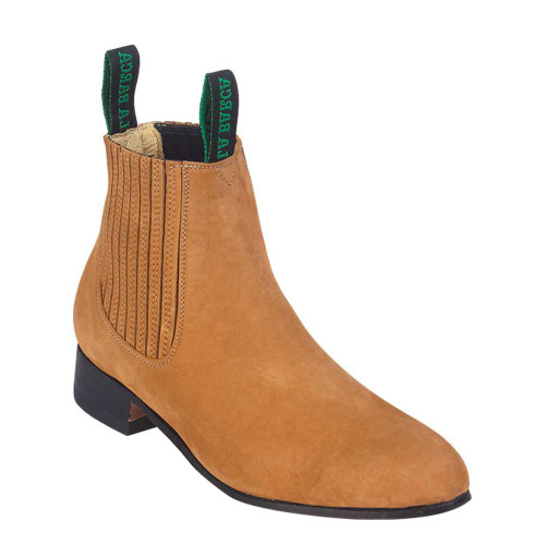 La Barca Men's Suede Botin Charro Pelo De Camel