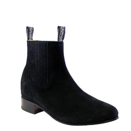 El Canelo Men's Black Suede Botin Charro