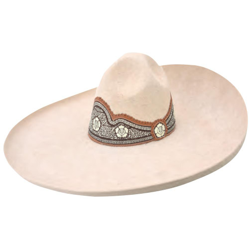 Sombrero Charro De Lana Floreado Crema