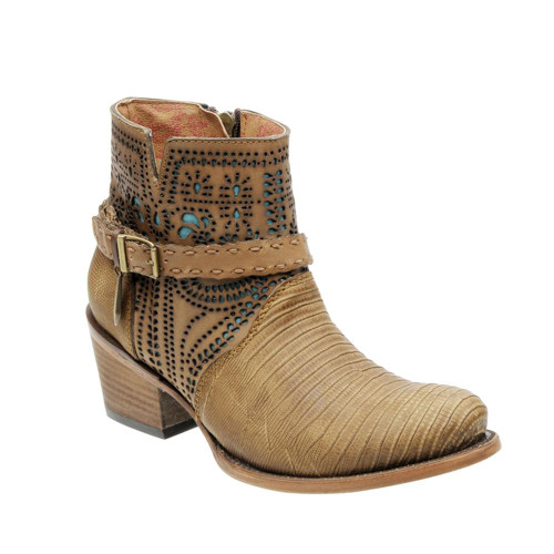 Cuadra Ladies Lizard Ankle Boot Fango Oryx
