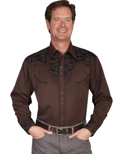 Scully Men's Black Embroidered Gunfighter Shirt - Big & Tall