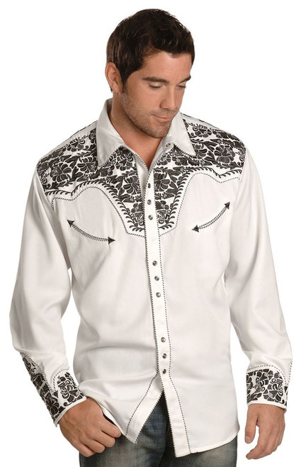Scully Pewter-tone Embroidery Retro Western Shirt - Big & Tall