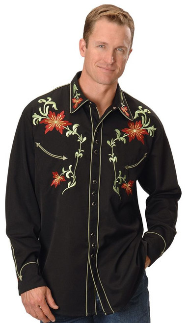 Scully Floral Embroidery Vintage Western Shirt