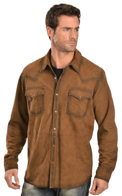 Scully Suede Leather Western Shirt