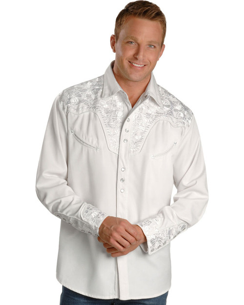 Scully Men's White Embroidered Gunfighter Shirt