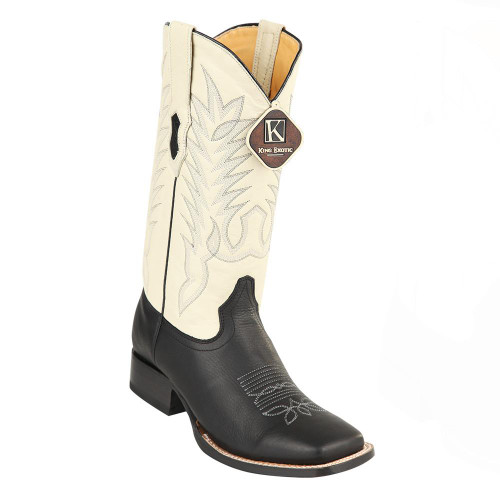 King Exotic Men's Grisly Black Wide Square Toe Boots