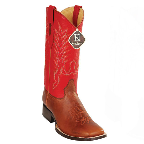 King Exotic Men's Grisly Honey Wide Square Toe Cowboy Boots