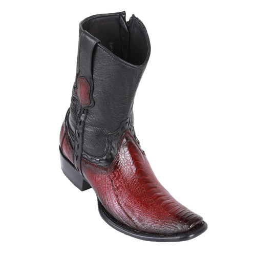 King Exotic Men's Ostrich Leg Boots Faded Burgundy - H79B Dubai Toe
