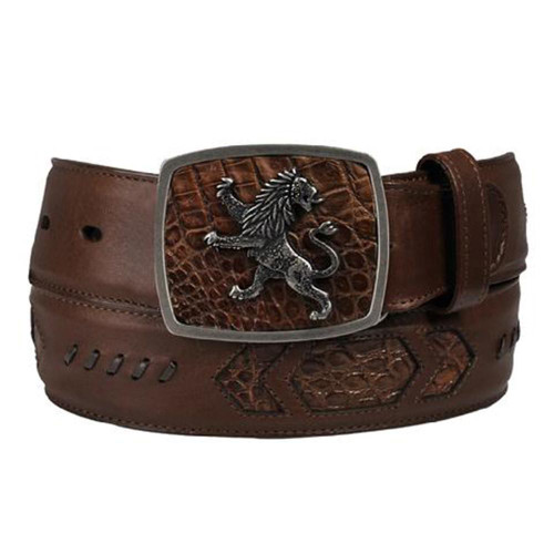 Cuadra Men's Lion Buckle Caiman Belly Belts