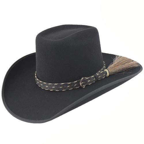 Cuernos Chuecos Black 6X Brick Crown Felt Hat With Horsehair Band