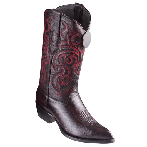 Los Altos Smooth Ostrich Black Cherry Cowboy Boots J-Toe