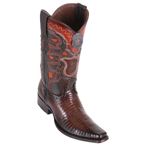 Los Altos Men's Lizard Teju European Toe Cowboy Boots - Faded Brown