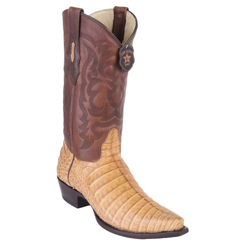 Los Altos Men's Miel Greasy Finish Caiman Belly Snip Toe Boot