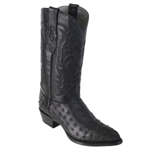 Los Altos J-Toe Ostrich Black Cowboy Boots