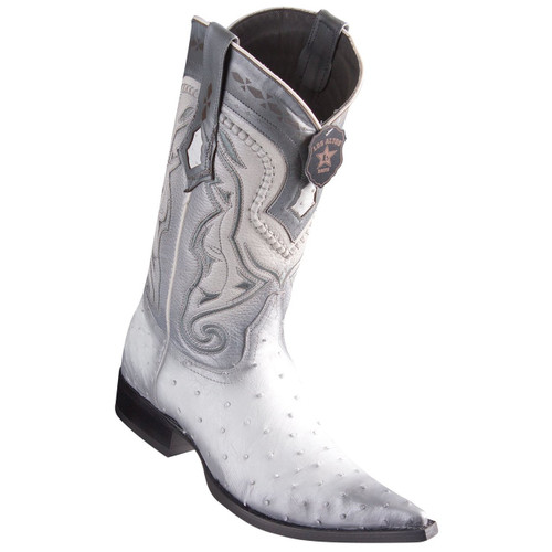 Los Altos Ostrich Faded White Pointed Toe Cowboy Boots