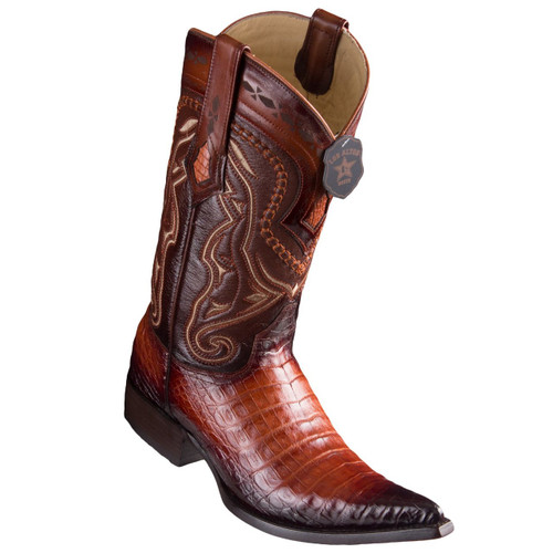 Los Altos Caiman Belly Faded Cognac Pointed Toe Cowboy Boots