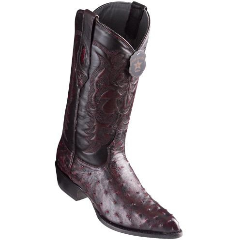 Los Altos J-Toe Ostrich Black Cherry Cowboy Boots