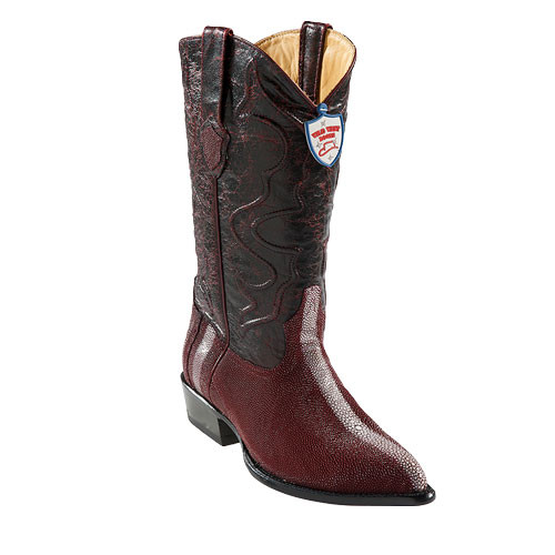 Wild West Boots - J Toe -  Stingray - Rowstone Finish - Burgundy