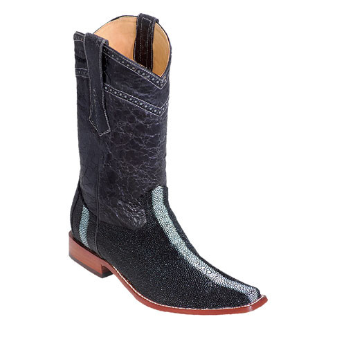 Wild West Boots - Fashion Square Toe - Rowstone Finish - Black