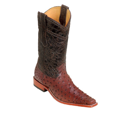 Wild West Boots - Fashion Square Toe Ostrich Leg - Brown