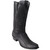 Men's Black Ostrich Leg Square 7-Toe Cowboy Boots - Greasy Finish