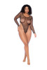 Essential Fishnet Long Sleeve Bodysuit - X - Black