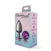 Purple Round Gem Gunmetal Metal Plug - Lg