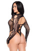 2-Piece Crotchless Teddy With Matching Shrug - Os - Black