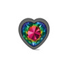 Rainbow Heart Gem Gunmetal Metal Plug - Lg