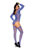 Crochet Pot Hole Long Sleeve Teddy with Matching Stockings - Royal Blue - Os