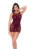 Vino Noir Floral Fishnet Sleeveless Dress - Os - Cherry