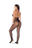 Whispered Lace Fishnet Bodystocking - Os - Black/purple