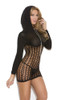 Hooded Mini Dress - One Size - Black