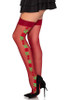 Spandex Thigh Highs With Roses - Os - Burgundy