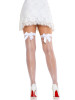 Viv Net Rhinestoned Backseam Thigh Highs O/s - White