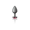 Deep Red Heart Gem Gunmetal Metal Plug - Md