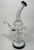 Pulsar Jellyfish Perc Recycler Water Pipe – White & Black Scientific Glass (12.25")