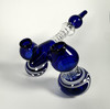 Handblown Dual-Chamber Cobalt Blue Double Bubbler (5"x9")