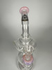 Illuminati Glass Recycler Water Pipe Pink Accents Clear Borosilicate Glass Hookah Rig (10.5")