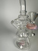 Illuminati Glass Recycler Water Pipe Pink Accents Clear Borosilicate Glass Hookah Rig (10.5")