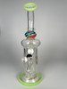 On Point Glass Recycler Water Pipe Lime Green Accents Wig Wag Clear Hookah Rig (10.5")