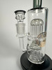 On Point Glass Double Tree Perc Water Pipe – Heavy Duty Thick Glass Rig with Black Accents (10.5")