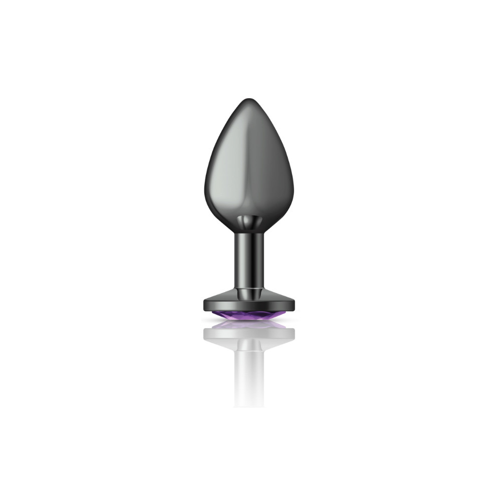 Purple Round Gem Gunmetal Metal Plug - Md
