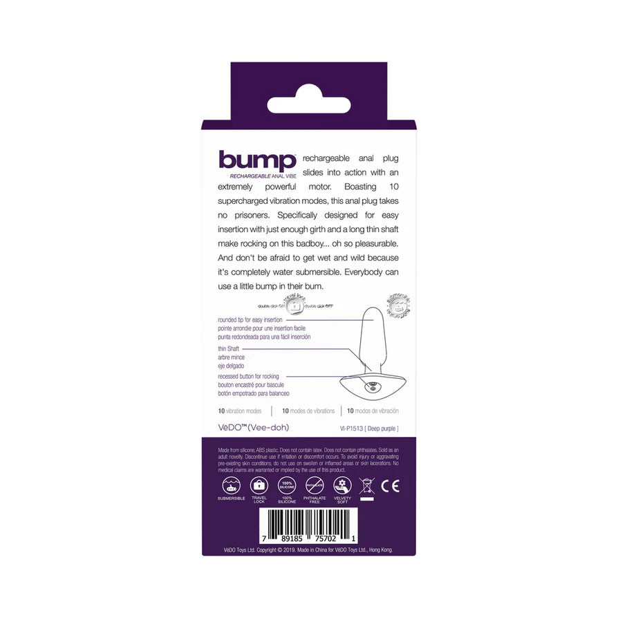 Bump Rechargeable Anal Vibe - Purple
